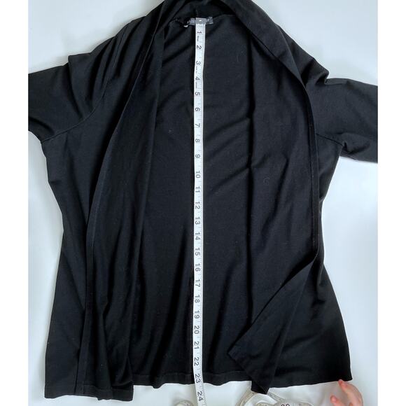 Eileen Fisher Black Open Front Cardigan Small Neutral Minimalist Layering Career - Picture 8 of 8
